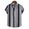 Men's Casual Shirts Hawaiian Shirt Summer Geometric Print Short Sleeve Button Blouse Top Loose Clothing Camisas 230325