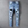 Jeans pour hommes Rock Skinny Slim Ripped trou lettre Top Qualité Marque Hip Hop Denim Mode Pantalon 21ss Distressed Moto biker jean