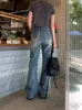 Dżinsy damskie houzhou vintage flate dżinsy kobiety y2k 90s estetyczne eleganckie mody dżinsowe spodnie żeńskie harajuku streetwear grunge podstawowe spodnie 230325