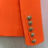 Damskie garnitury Blazery Wysokiej jakości EST 2023 Designerskie przyciski lwów podwójnie piersi Neon Orange 230325