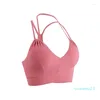 Yoga Outfit Chreifit Sexy Deep V Soutien-gorge de sport pour femmes en cours d'exécution anti-affaissement rassemblé à l'extérieur portant un haut de fitness à séchage rapide 11