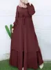 Ethnische Kleidung ZANZEA Vintage Muslim Kleid Frauen Langarm Maxi Solide Sommerkleid Robe Femme Weibliche Kordelzug Marocain Türkische Vestidos 230325