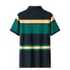 Herrpolos Summer Högkvalitativ herrkortsslöde T-shirt Full 95% bomullsexplosionsstil Business Lapel Striped Men's Polo Shirt 230325