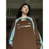 HOUZHOU Vintage Y2k Sweatshirt Dames Oversized Esthetische Koreaanse Stijl Trui Hippie Designer Kpop Fashion 230325