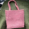 Designer förvaringspåsar axel mode strandsäckar klassiska damer sommar flätade väskor tygväskor kvinnor handväskor stora bokstäver