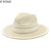 Широкие шляпы ковша женщины натуральная соломенная мода летние бикини с пляжными женщинами элегантная церковь Holidaty Panama 230325