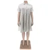 Plus -klänningar Kvinnor Size Clothing Single Breasted Cotton and Linen Loose Pleated Dress Casual Midi Partihandel Drop 230325