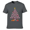 Camisetas masculinas Árvore de Natal Flamingo Camisa de férias de Natal Anti-Riuste Roupet Cotton Streetwear