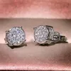 Küpe Vintage mücevher 925 STERLING Gümüş Sarı Altın Dolgu Kaldırım Beyaz Sapphire CZ Elmas Köpüklü Kadın Erkek Küpe Sevgili Hediye