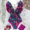 Swim Wear Sexy Ruffle Print Floral Swimsuit Off the Shoulder Swimwear Women