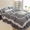 Bedding Sets Princess Set Luxury Bed Linen Ruffle Double Duvet Cover Sheet And Pillowcases Cute Candy Color Comforter