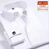 Men's Casual Shirts Quality Gentle Formal Mens French Cuff Dress Shirt Men Long Sleeve Solid Striped Style Men's Shirts Cufflink Include Plus Size 230325