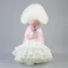 Chien Vêtements Robe D'anniversaire Pour Pet Tutu Coton Rose Petite Dentelle Princesse De Luxe