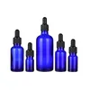 Flaconi contagocce in vetro blu cobalto con pipetta 5ml-100ml per oli essenziali Contenitori cosmetici vuoti