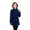 Women's Wool & Blends Autumn Winter Jacket Woolen Coat Solid Color Plus Size 5XL Middle-aged Elderly Female Imitation Mink Velvet OvercoatWo