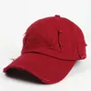 wholesale plain blank soft worn out baseball caps women dad unstructured 6 panel ripped hats distressed DF135