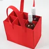 Geschenkwikkeling 1 van de 2/4/6 Meerdere fles Red Wine Packaging Bag niet-geweven handtas vilt handgreep Zakken met partitiefestivalbenodigdheden