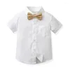 Kleidung Sets Sommer Kleinkind Jungen Gentleman Kurzarm Bowtie Hemd Tops Hosenträger Shorts Kinder Jungen Kleidung Outfits