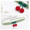 Cat Collars & Leads Woolen Cherry Knitted Collar For Cats Dogs Pet Necklace Cute Manual Kitty Scarf Christmas Accessories