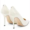 Mode Damen Sandalen Pumps London Love 85 - 100 mm in Lackleder Pumps Italien Beliebt Weiß Spitz Zehen Originals JC Abzeichen Hochzeit High Heels Sandal Box EU 35-43