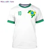 T-shirts voor heren Brazilië Jersey Heren T-shirt Braziliaanse vlaggedeelte Voetbalteam Shirt O-Neck Oversized Cotton Short Seve Seve Men's Clothing Top 0325H23