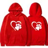 Women's Hoodies Sweatshirts Cute Dog Paw and Heart Shape Print Hoodie Casual Long Sleeve Autumn Winter Pullovers 230325