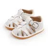 Primeiros Walkers Summer Sapatos para bebês meninos Primeiros bebês infantis sandálias Baby Sapaths pré -calcentina Pu Coloques de couro planos cor sólidos 230325