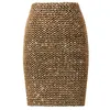 Skirts Fashion Bling Women Gold Sequin Mini OL Bodycon Pencil Short Wrap Streetwear Party Simple Spring Tunic 230325