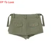 Röcke Y2K Armygreen Taschenshorts Mini Sexy High Street Schwarz Stylischer Button Chic Bottom Frau PB ZA Weiblich 230325