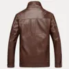 Men's Leather Faux Warm Jacket Stand Collar Men Fleece Long Sleeve Lined Zip Short 230324