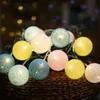 Strängar 2.2m 20 LED Cotton Ball Garland String Lights Christmas Fairy Lightings For Outdoor Holiday Wedding Xmas Party Home Decoration