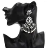 Orecchini pendenti Moda a forma di ventaglio Fiore di cristallo Perla Campana Nappa per le donne Barocco Sposa Matrimonio Grande regalo di gioielli a goccia lunga