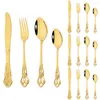 Dijkartikelen sets 16 -stcs/set vintage kleurrijke set mes vork dessert lepel tafelgerei spiegel roestvrijstalen bestek keuken flatware