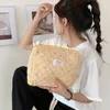 Косметические сумки корпуса корейские стеганые свежие цветы макияж для женщин Портативная туалетная сумка женские сумочки.
