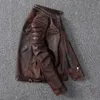 Męska skórzana faux kurtka 100 oryginalnych mężczyzn Vintage Brown Natural Cowskin Coat Spring Autumn Mens Jackets 21 Chaquetas Hombre 230324