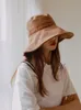 Stingy Brim Hats 12cm Wide Bucket Hat Women Outdoor Summer Foldable Big Sun Large 100% Cotton Panama Bob 230325