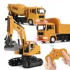 ElectricRC Car Rc Vehicle Excavator Dump Truck Crane Blender with Light Simulated Alloy Plastic Remote Control Engineering Model Toy for Boys 230325