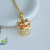 Chains Retro Chinese Style Enamel Color Lion Necklace 2023 Women's Imitation Natural Hetian Jade Pendant For Women