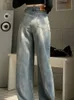 Damesjeans Houzhou vintage wide been jeans vrouwen Koreaanse streetwear y2k Harajuku baggy denim broek hippie retro mode hoge taille vrouw 230325