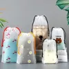 Boîtes de rangement améliorées 3 pièces, sac à cordon PE Bear, sac à gant de toilette, sac à cordon, sac de rangement de chaussures, sac d'emballage en plastique givré