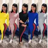 Rompers New Womens Tracsuits بدلة رياضية طويلة الأكمام من القمم اليومية والسراويل سيدة مخططة طباعة الخريف بذلة الشتاء 2 قطعة ملابس رياضة التعرق