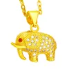 Pendant Necklaces Trendy Gold-Color Thick Plated Stamp Zircon Elephant Necklace For Men Fashion Jewelry