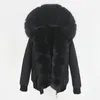 Dames bont dames faux oftbuy 2023 waterdichte bomber parka winter jas vrouwen echte jas natuurlijke kraagkap warm streetwear