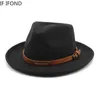 Stikte rand hoeden vintage wol zacht vilt fedora voor mannen vrouwen herfst winter gebogen trilby jazz gentleman feestjurk cap 230325