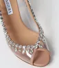 SANDURO MULHERM MULHERES TEMENTAÇÃO SANDALS SAPAÇÃO AQUZZZURA CRISTAL EMENCIADO DE CATURA ALTO SABELO PVC LADA DE PVC ABERTO DO VESTIDO SEXY Slingback