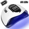 Secadores de unhas sol sun x10 lâmpada LED UV máxima para secagem rápida secadora de gel 66leds use gelo com sensor automático Manicure Salon 230325