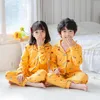 Pękama 2-12Y Kids Pajamas Baby Girl Zestaw Koreańska różowa księżniczka koszuli nocne długie rękawowe spodnie Pajama Stroje Sprężynowe ubranie 230325