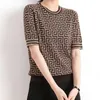 Frühling Sommer Blusen Damen Strick Hemden T-Shirts Pullover T-Shirt Kurzarm Strickwaren Damen Lässige Designer Strick Pullover Größe S-2XL