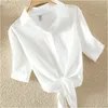 Blouses Femme Chemises 100 coton femmes Blouse chemise blanc été Blouses chemises vacances ample à manches courtes décontracté hauts et femmes Blusas 230325