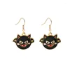 Boucles d'oreilles pendantes série Halloween, jolie tête de citrouille fantôme noir, petite maison du diable, crochet d'oreille de vacances amusant, bijoux gothiques